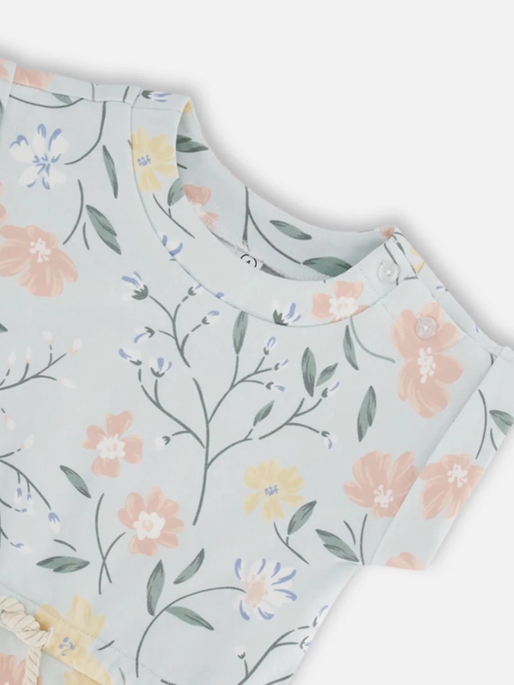 NWT Girls’ Deux Par Deux Printed French Terry Dress - Baby Blue Flowers - Picture 2 of 6